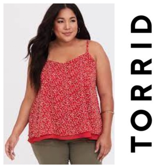 torrid Tops - Torrid Plus Size Red Floral Chiffon Swing Cami